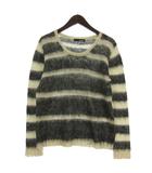 ハムネット HAMNETT シャギーニット セーター 長袖 ボーダー モヘヤ グレー系 L ■GY12