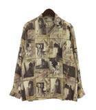 ワコマリア WACKO MARIA 伊藤晴雨 総柄 シャツ 長袖 緊縛図 ベージュ系 S ■GY12