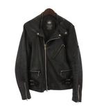 ジェームスグロース JAMES GROSE × SHIPS JET BLUE ラムレザー ジャケット ライダース 英国製 ブラック 36 ■GY12