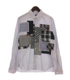 コムデギャルソンオム COMME des GARCONS HOMME パッチワーク ストライプ シャツ 長袖 HN-B005 AD2014 ブルー M ■GY