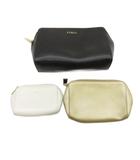 フルラ FURLA レザー コスメ ポーチ 3点セット ブラック ホワイト ゴールドカラー