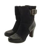 チエミハラ CHIE MIHARA ショートブーツ スエード 切替 37 ネイビー ブラック 260316E 靴