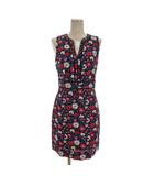 花柄 ノースリーブ ワンピース ひざ丈 2 ネイビー