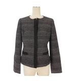 レリアン Leilian ノーカラー ジャケット ブラック 7 ■GY99