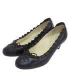 シャネル CHANEL ココマーク フリル パンプス ブラック 36.5C ■GY62