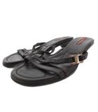 プラダ PRADA サンダル ピンヒール ストラップ ロゴ レザー 35 黒 ブラック /FF ■GY62