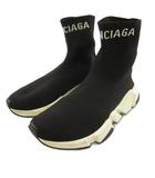 バレンシアガ BALENCIAGA ロゴ ソックスブーツ ブラック 24 ☆AA★ ■GY62