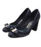 サルヴァトーレフェラガモ Salvatore Ferragamo ヴァラ パンプス ベロア ブラック 6.5 24cm ■GY62