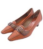 プラダ PRADA パンプス スクエアトゥ ブラウン系 36 ■GY62
