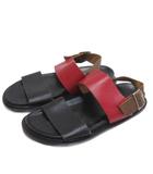 マルニ MARNI レザーストラップ サンダル ブラック レッド 41 26.5cm ■GY62