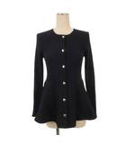 プラステ PLST ホールガーメント ペプラム カーディガン リブニット 長袖 ネイビー M 260409E