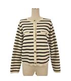 プラステ PLST カーディガン ボーダー ニット 長袖 ホワイト ブラック M 260409E