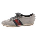 グッチ GUCCI グリッター スニーカー シューズ ローカット GGロゴ スタッズ 36.5 グレー /FF ■GY62