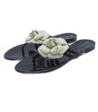 シャネル CHANEL カメリア ココマーク トング サンダル ラバー ブラック 36 ■GY62