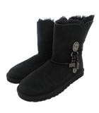 アグ オーストラリア UGG australia ショートブーツ ムートン ボア スエード チャーム 23 黒 ブラック /FF ■GY62