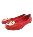 トリーバーチ TORY BURCH バレエシューズ フラット ロゴ プレート キルティング 5.5 赤 レッド /FF ■GY62