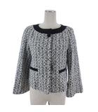 トゥービーシック TO BE CHIC ツイード ノーカラー ジャケット 38 ホワイト系