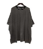 マインデニム MINEDENIM Tシャツ ドルマンスリーブ ボーダー 半袖 ブラック ホワイト F