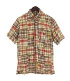 チャップス CHAPS パッチワーク チェック シャツ 半袖 イエロー系 M