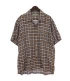 シュガーケーン SUGAR CANE オープンカラー チェック シャツ シアサッカー 半袖 ブルー ブラウン