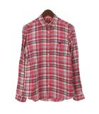 バーバリーブラックレーベル BURBERRY BLACK LABEL リネン シャツ 長袖 チェック 2 レッド 260714E