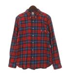 チャムス CHUMS チェック シャツ 長袖 エルボーパッチ レッド ネイビー L 260804E