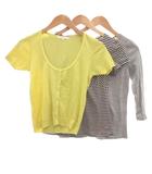 アナイ ANAYI おまとめ3点セット カットソー Tシャツ 半袖 七分袖 ボタン ボーダー柄 38 黄 イエロー 黒 ブラック グレー /ML ■GY09