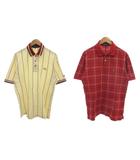 パーリーゲイツ PEARLY GATES GOLF 半袖 鹿の子ポロシャツ おまとめ 2点 3 5 アイボリー 赤 レッド ストライプ チェック /JI ■GY09