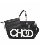 ジミーチュウ JIMMY CHOO メッシュ ロゴ ナイロン トートバッグ ショルダー 2WAY ポーチ付き ブラック
