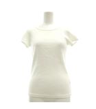 ブルーレーベルクレストブリッジ BLUE LABEL CRESTBRIDGE 美品 リブニットカットソー Tシャツ ラウンドネック 半袖 38 白 ホワイト /MG