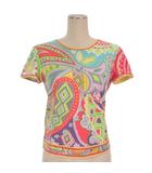 ペイズリー柄 カットソー Tシャツ 半袖 マルチカラー L ■GY09