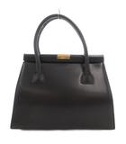 エスカーダ ESCADA ハンドバッグ がま口 レザー フラワーモチーフ底鋲 黒 ブラック /GV ■GY09