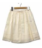 エフデ ef-de 総柄刺繍 裾レース ギャザー スカート 9 オフホワイト