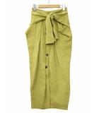 アキラナカ AKIRA NAKA リネン×ウール ボタンダウン ペンシル スカート 1 MUSTARD(マスタード)