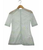 マメクロゴウチ  Mame Kurogouchi Marble Printed Plaid Sheer Crew Neck Top マーブルプリント プレイドチェック シアー クルーネック トップス 1 MINTGREEN(ミントグリーン) 春夏
