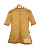 マメクロゴウチ  Mame Kurogouchi Marble Printed Plaid Sheer Crew Neck Top マーブルプリント プレイドチェック クルーネック トップス 1 BROWN(ブラウン) 春夏