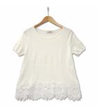 ファビュラス アンジェラ FABULOUS ANGELA クロシェ パールビーズ付き 半袖 ニットカットソー トップス ホワイト M