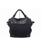 コブラ COBRA レザー×ストロー トートバッグ NAVY/BLACK(ネイビー/ブラック)