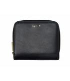 アニエスベー agnes b. レザー コンパクト ウォレット 二つ折り財布 NAVY ネイビー