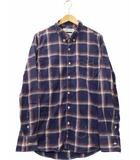レミレリーフ REMI RELIEF ポケット 長袖 薄手 コットン ボタンダウン チェックシャツ XL NAVY ネイビー