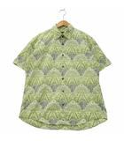 総柄 半袖 ポケット コットン シャツ L GREEN グリーン