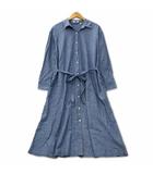 ユニクロ UNIQLO コットン Aライン ロング シャツワンピース M インディゴ
