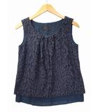 アンタイトル UNTITLED レイヤード ノースリーブ 刺繍 レース シャツ ブラウス 1 NAVY(ネイビー) 春夏