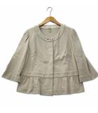 ノーカラー 比翼ボタン ジャージー ジャケット XL ベージュ