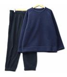 ボアフリース セット ルームウェア リラックスウェア XL ネイビー × ブラック