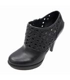 アグ UGG 1002889 レザー 編み込み ハイヒール ブーティー W5(22cm) BLACK(ブラック)