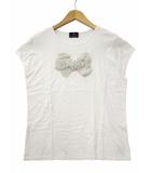 リボンデザイン フレンチスリーブ プルオーバー カットソー Tシャツ WHITE(ホワイト) 春夏
