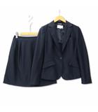  ウィズ with SLATECHNO STRESS RELIEF ストレッチ スカートスーツ 上下セット ストライプ 濃紺 7AR