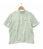 バーバリーゴルフ BURBERRY GOLF マルチボーダー ホース刺繍 ハーフジップ ポロシャツ ゴルフウェア 白×グリーン M