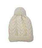  キューピー ポンポン付き ケーブルニット キャップ 帽子 44-46cm ホワイト